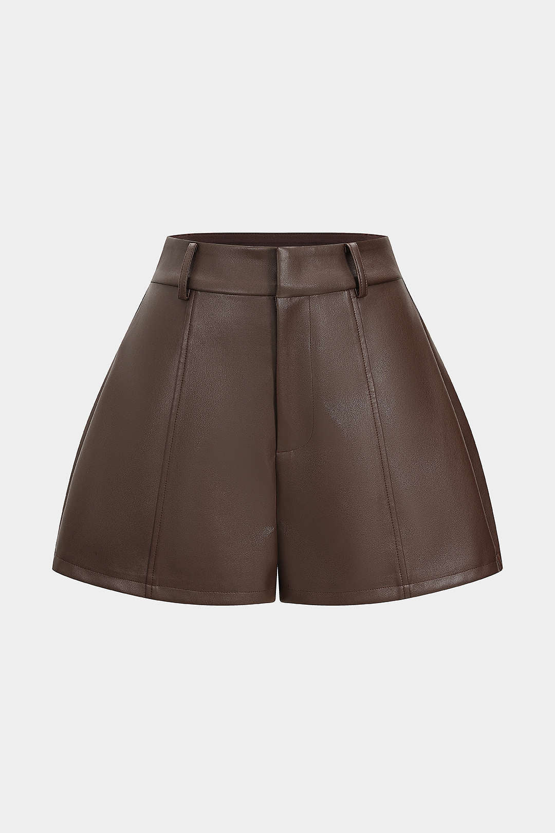 Leren-look short met hoge taille en wijde pijpen