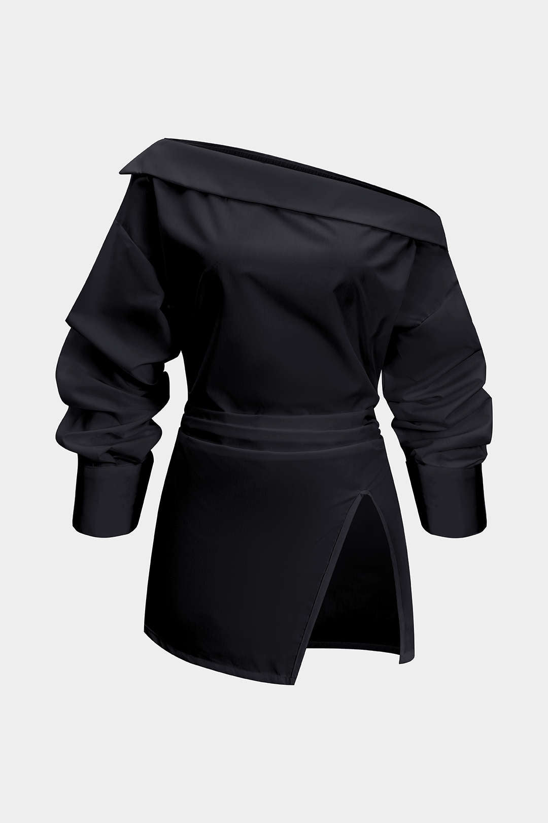 Blouse met blote schouders, ruches en lange mouwen