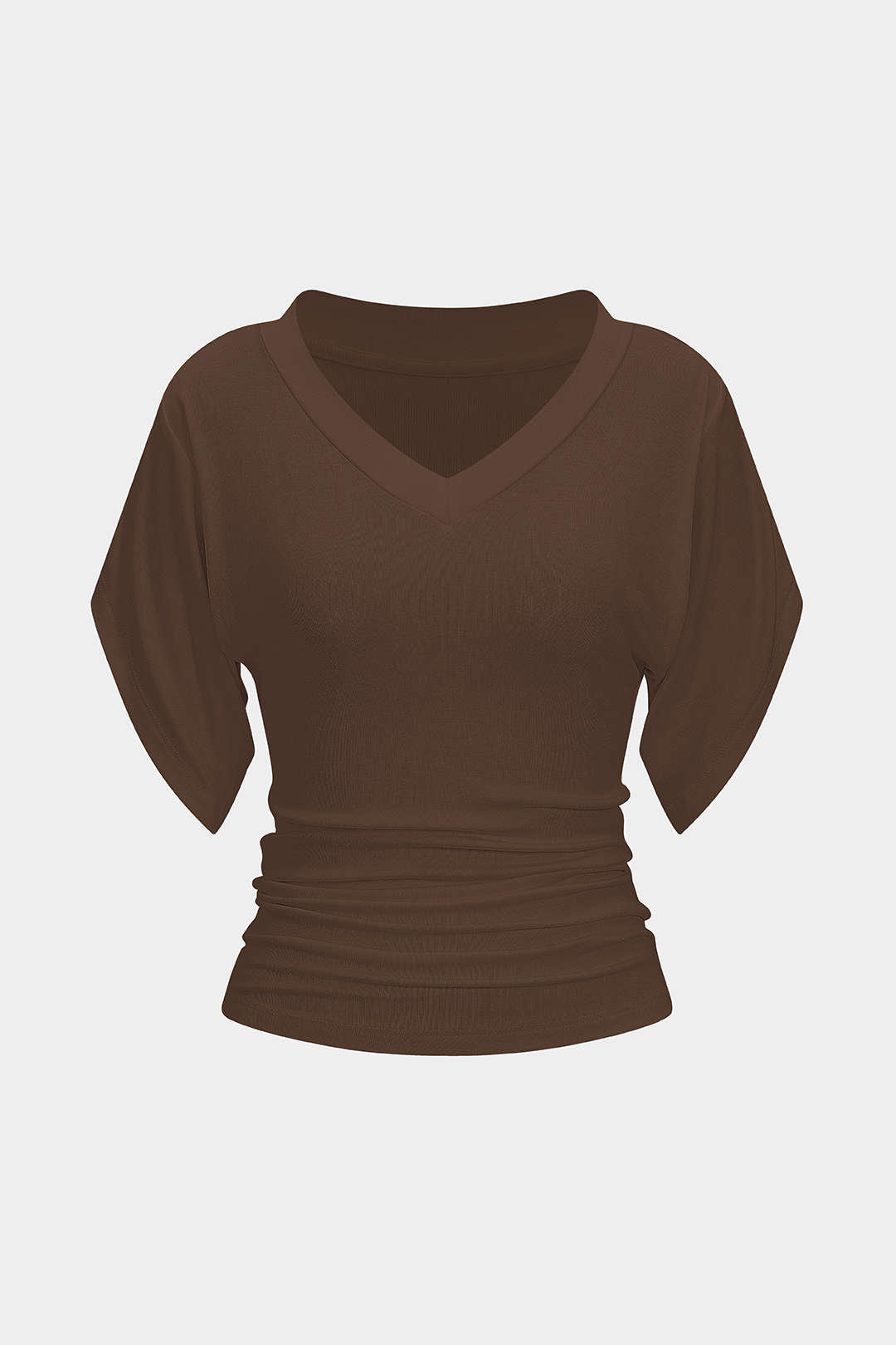 T-shirt met V-hals, getailleerde pasvorm en ruches