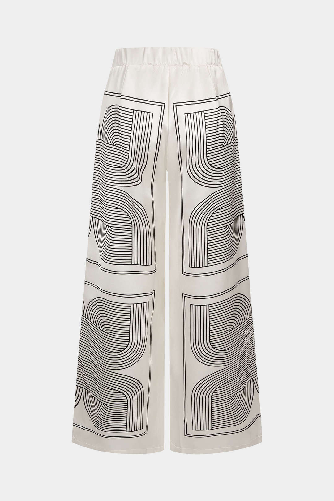 Geometrische satijnen broek met wijde pijpen