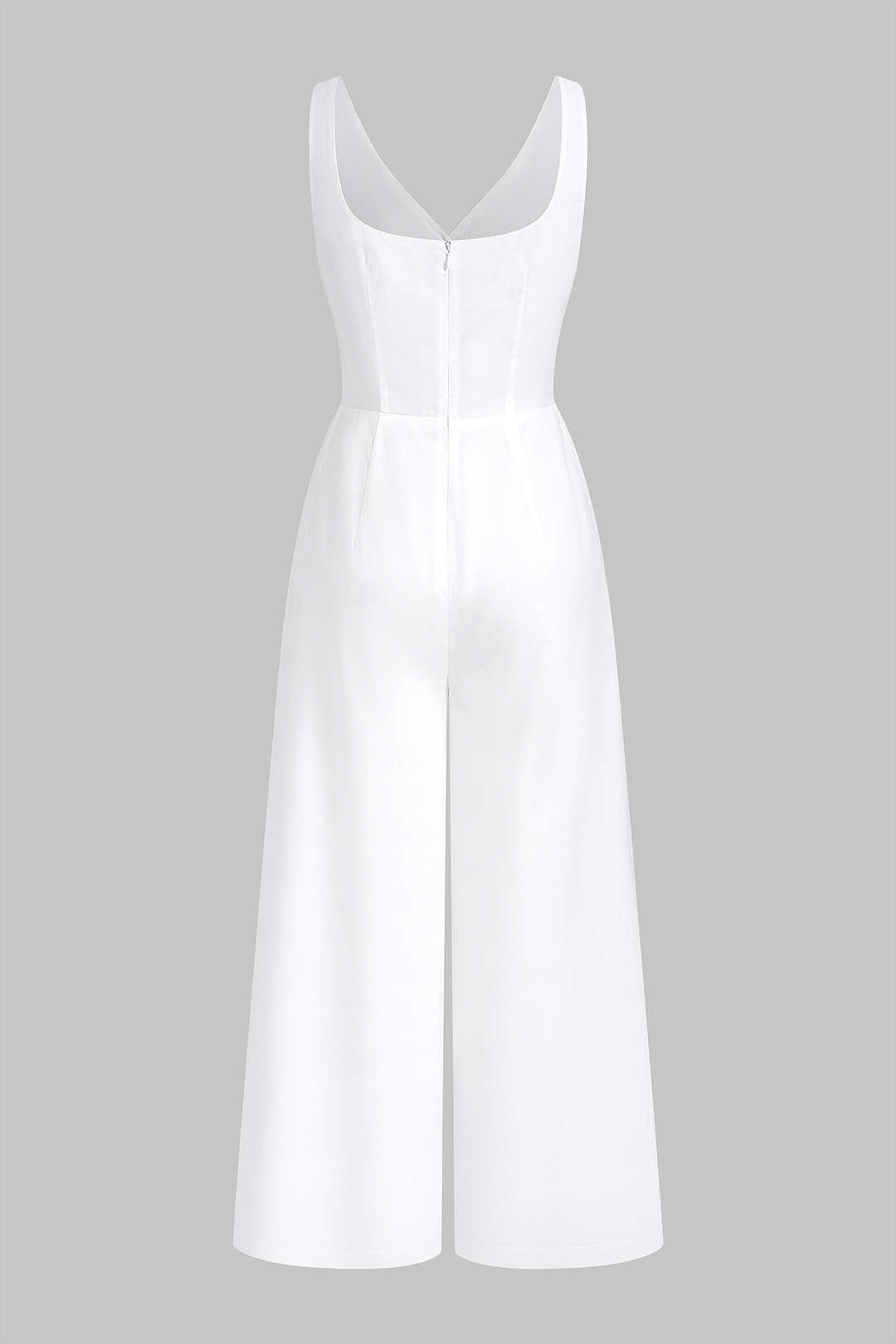 Mouwloze jumpsuit met V-hals, knoopjes en zakken