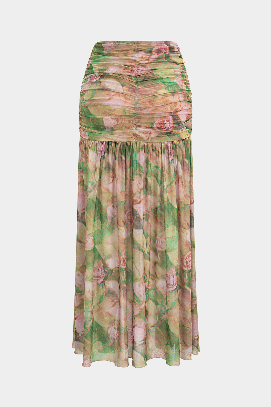 Bloemenprint mesh rok met ruches