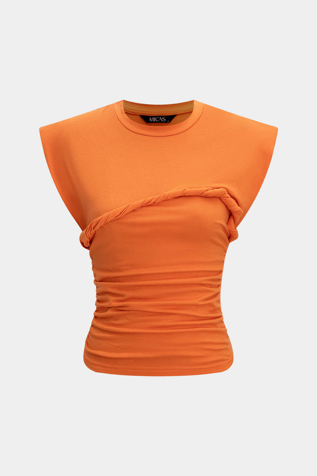 Effen T-shirt met gedraaid detail en ronde hals