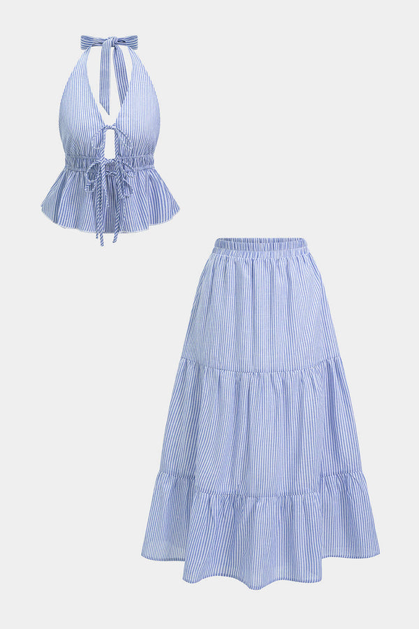 Gestreepte set met top en rok
