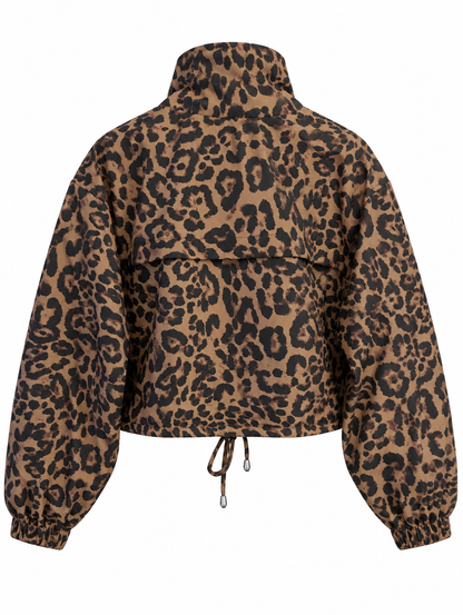 Leopard Biker Jacket with Cargo Pockets