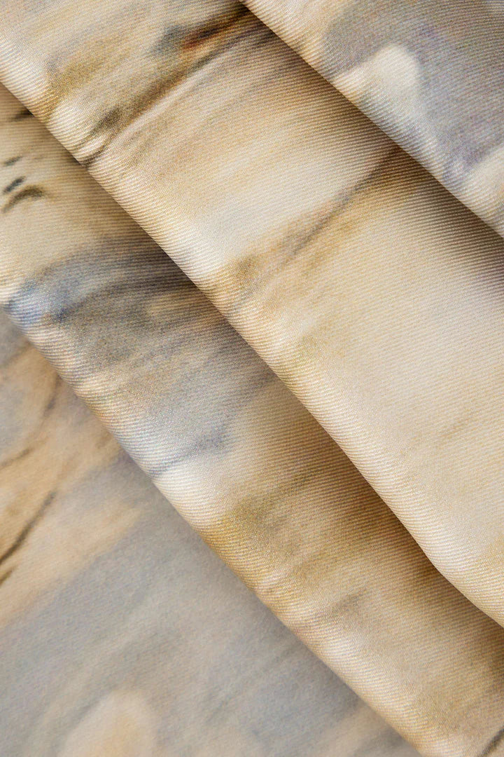 Trousers with marble print, high waist, long and straight legs
