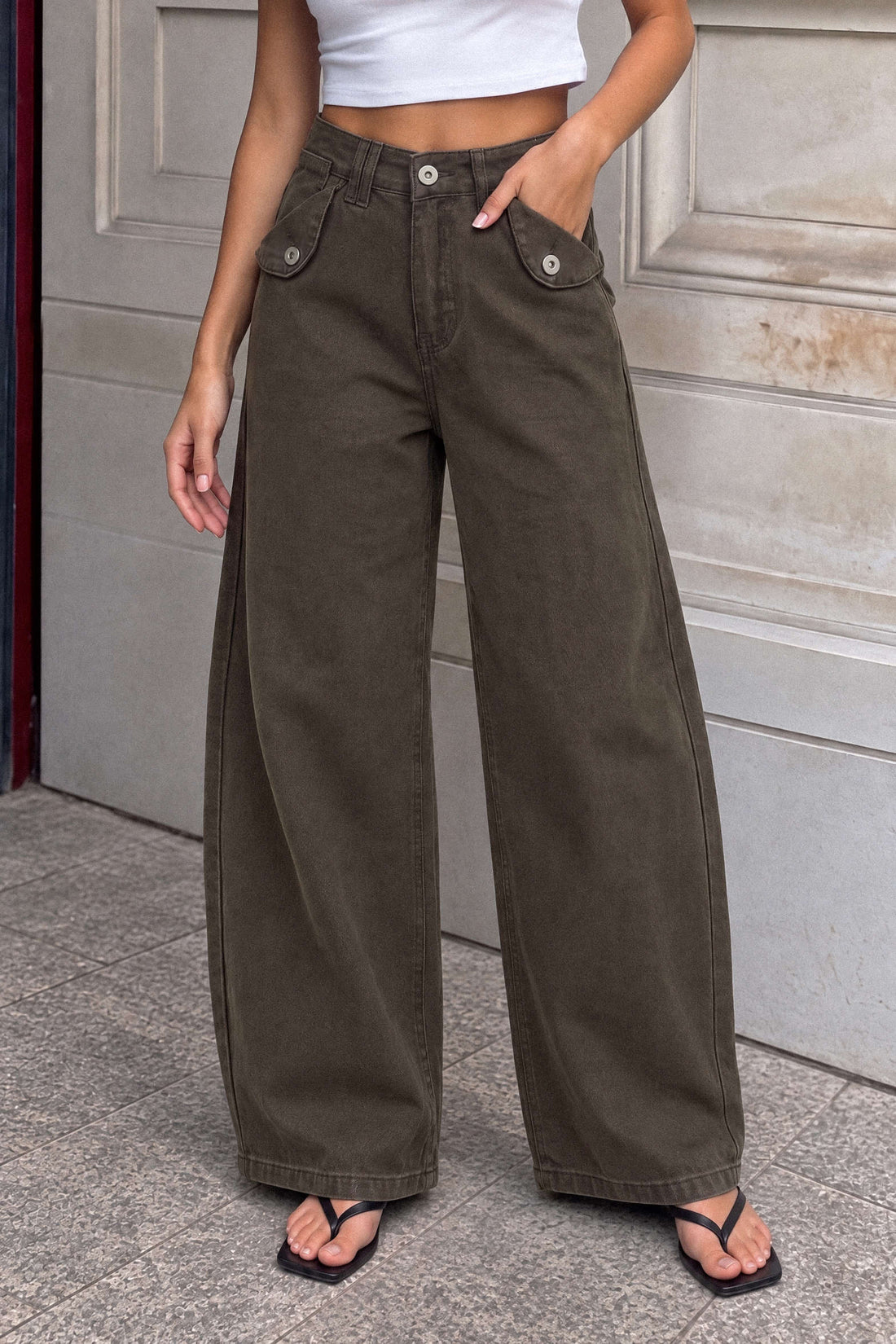 Esmee - Jeans met wijde pijpen en zakken
