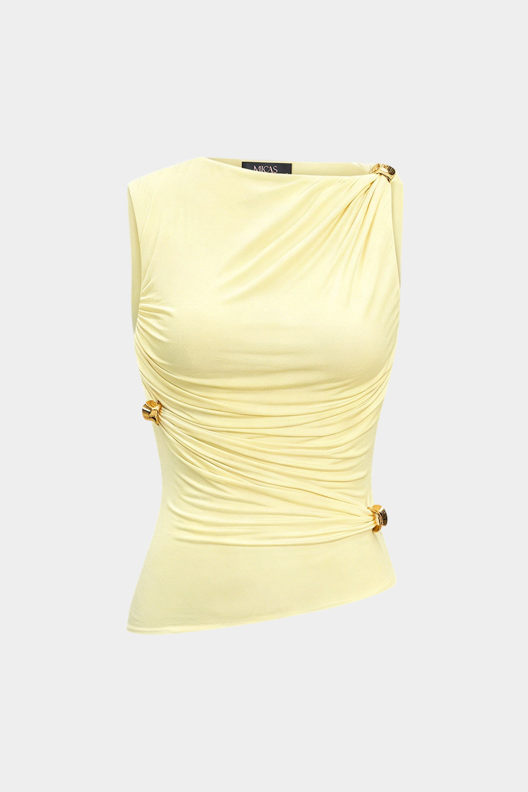 Isa - Metallic asymmetrische tanktop met ruches