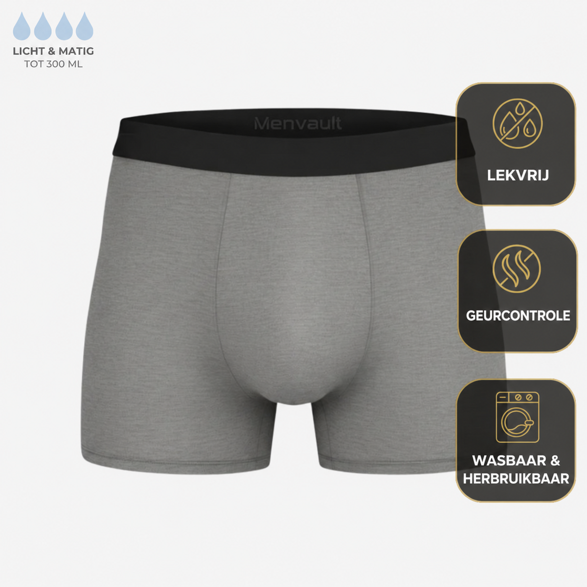 Premium Washable Boxer - Provides extra security in case of urinary incontinence.