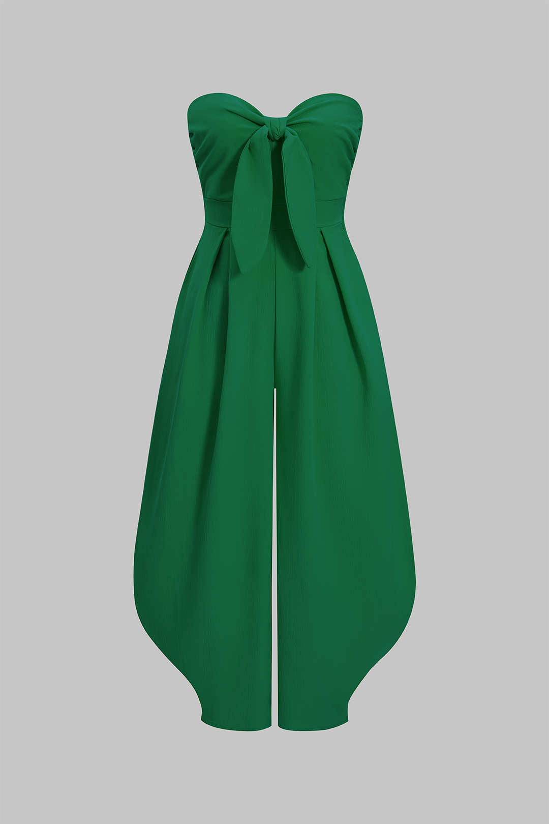 Mouwloze jumpsuit met strapless pasvorm, strik en ruches