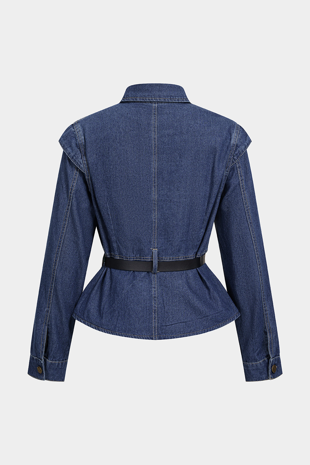 Lieke - Denim blouse met riem en lange mouwen