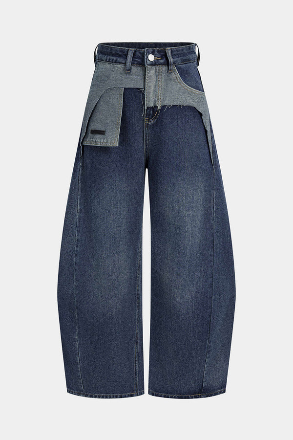 Asymmetrische jeans met rafelrand