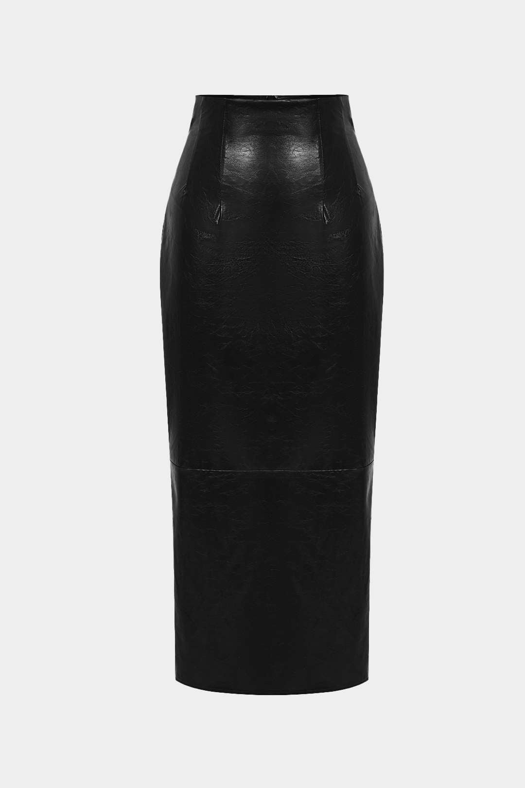 Effen leren-look midirok