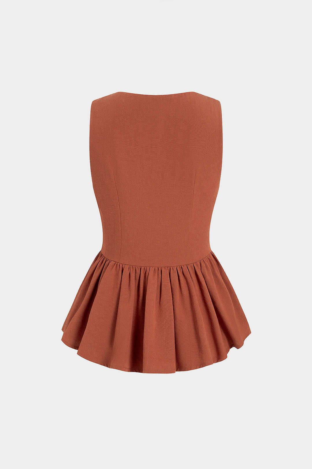 Saar - Tanktop met V-hals, knoopjes en ruches