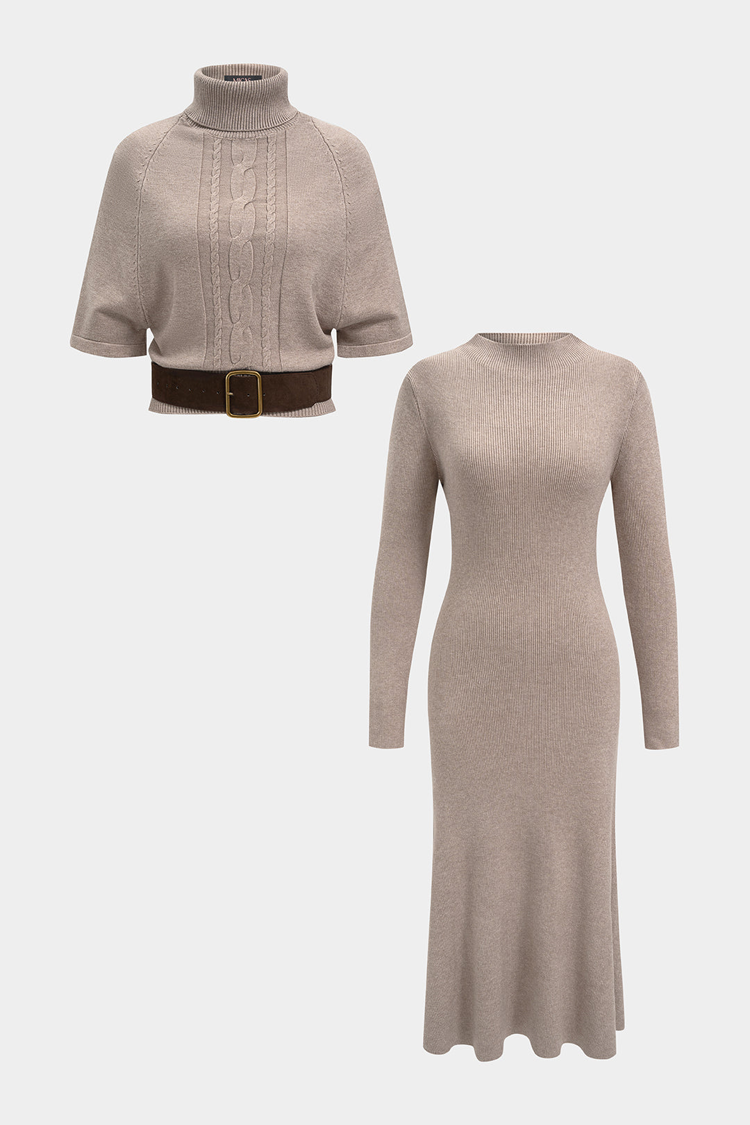 Gebreide set met top en maxijurk