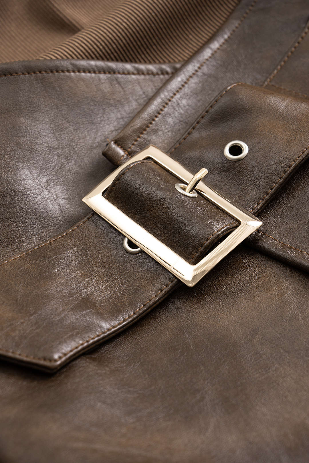 Mila - Leren-look patchwork minijurk