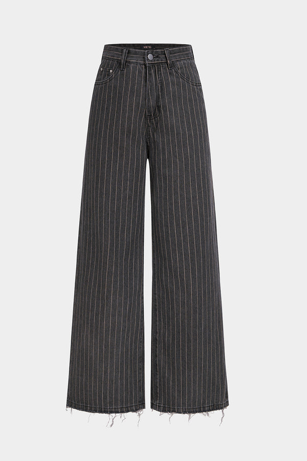 Gestreepte jeans met rechte pijp