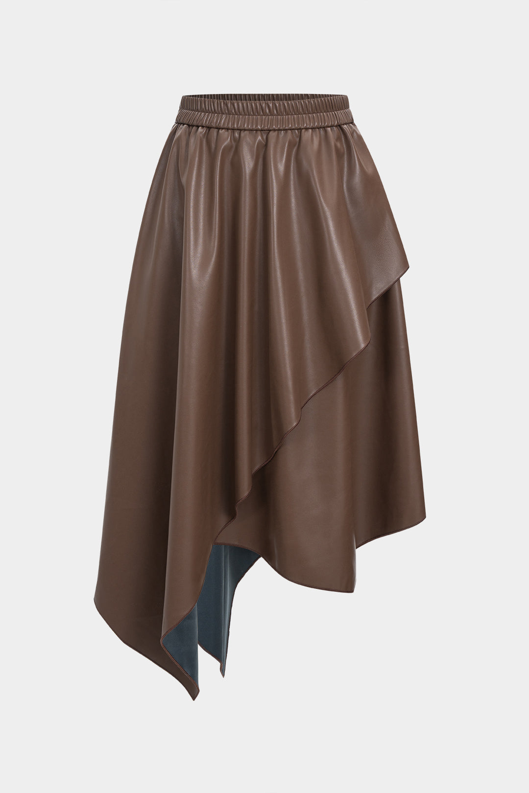 Leren-look rok met smokwerk en ruches