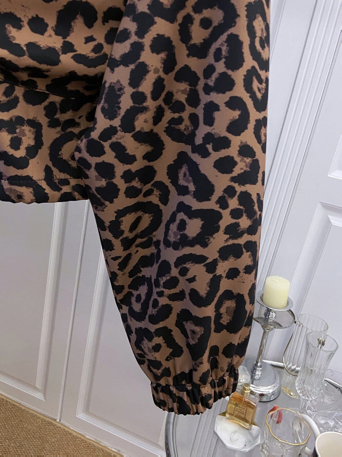 Leopard Biker Jacket with Cargo Pockets