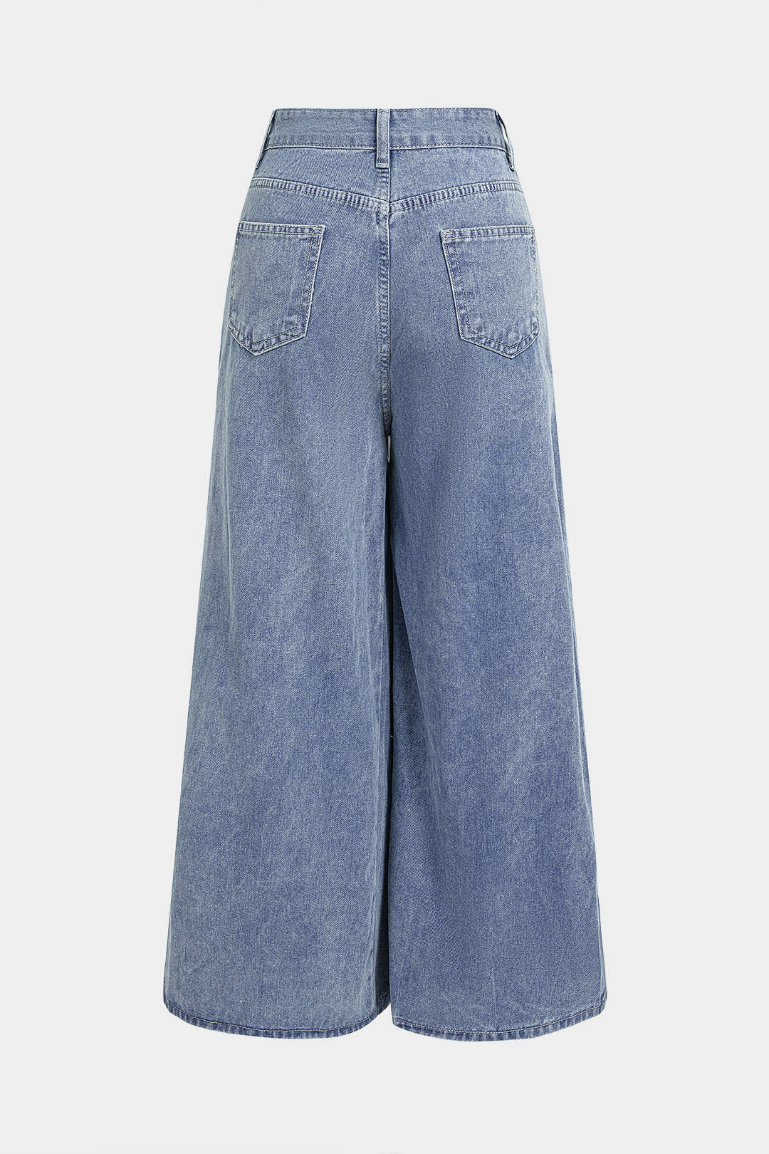 Geplooide jeans met hoge taille en wijde pijpen