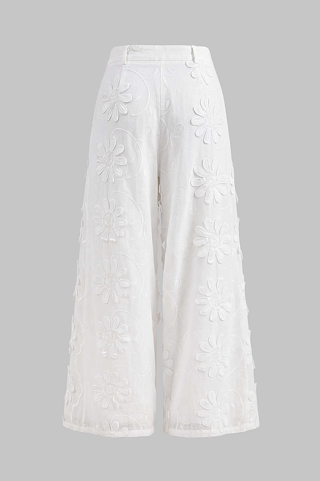 Bloemenprint broek met borduursel en hoge taille