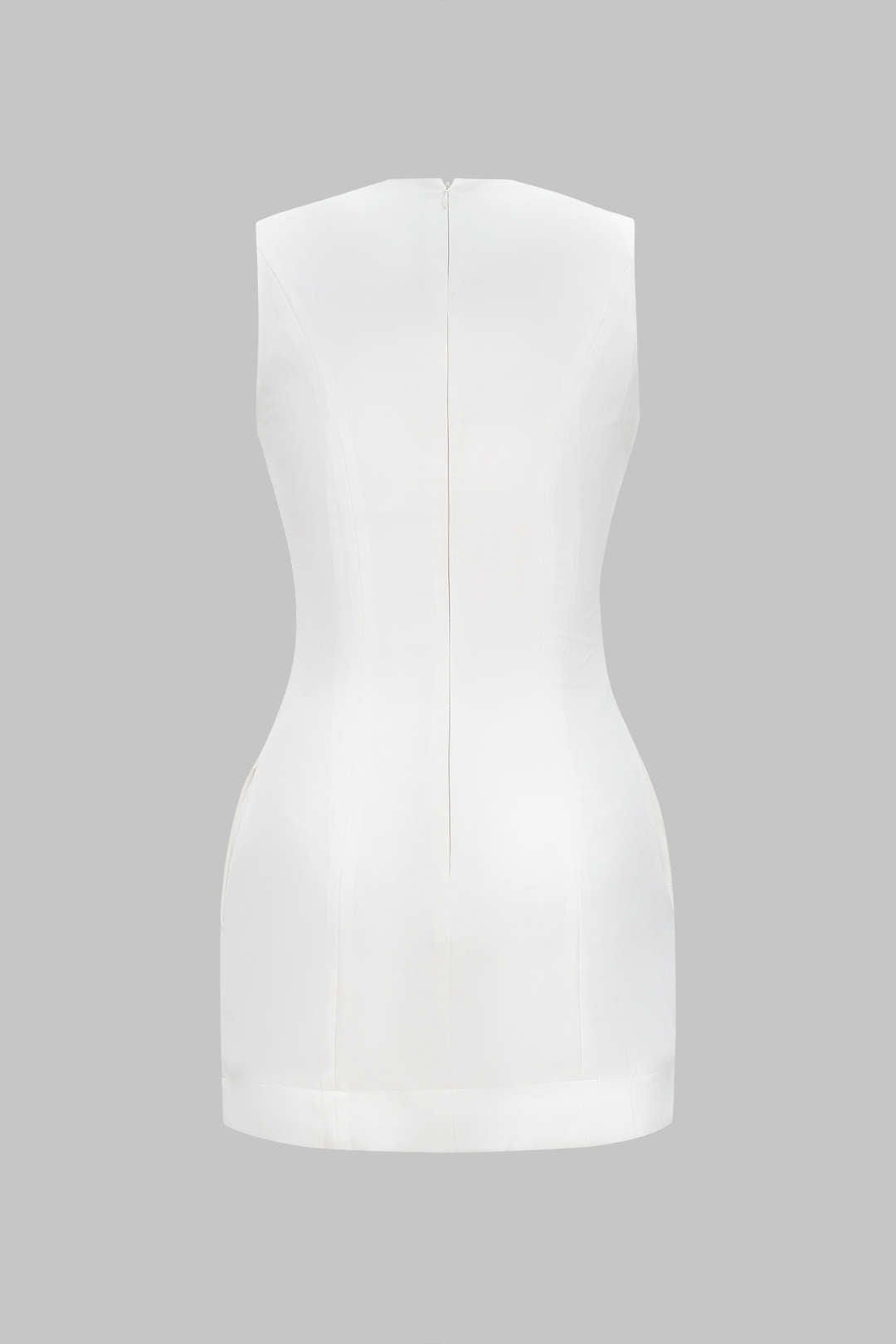 Sara - Metallic mouwloze minijurk met ronde hals en knoopjes