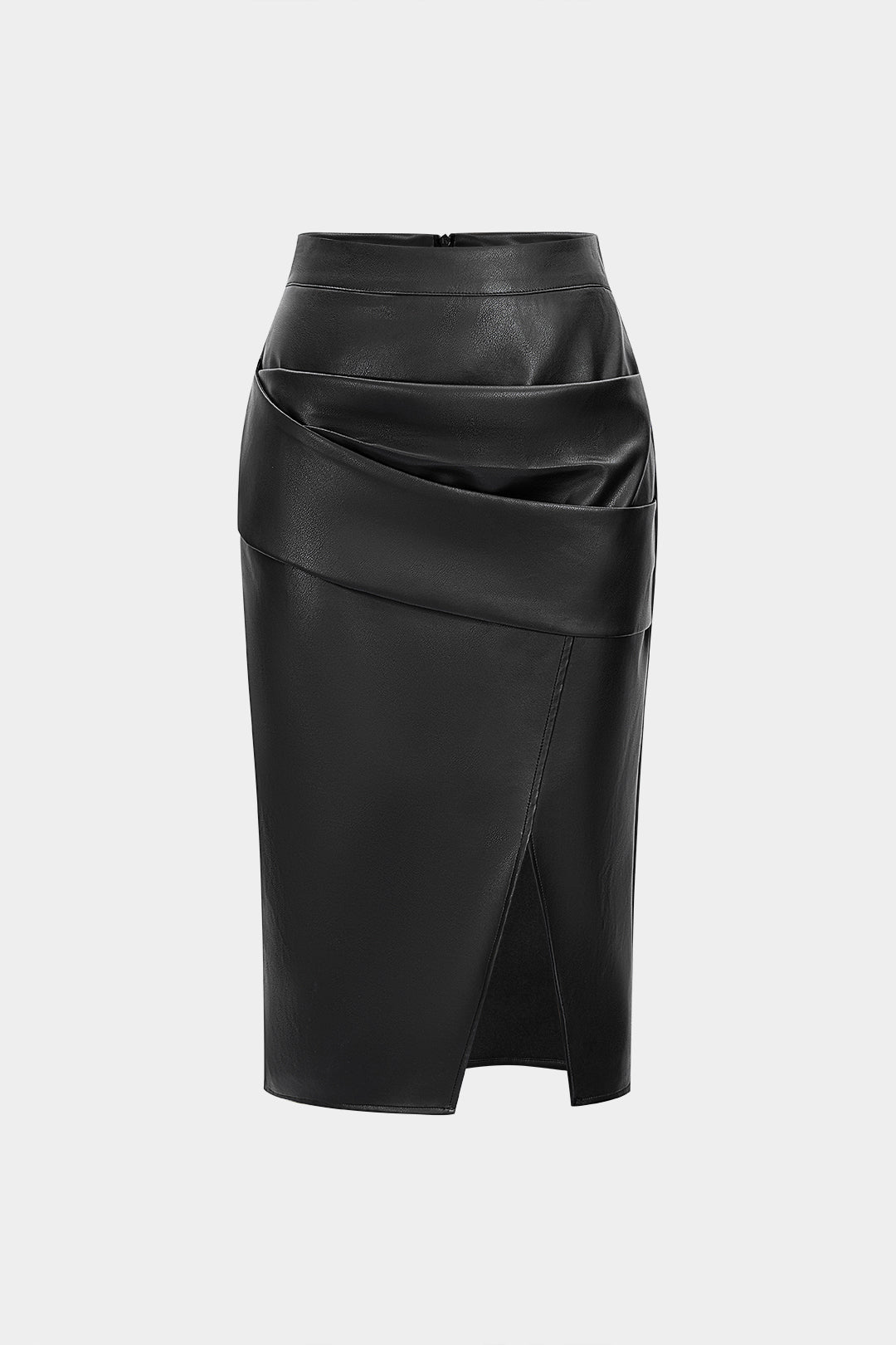 Ivy - Leren-look rok met ruches