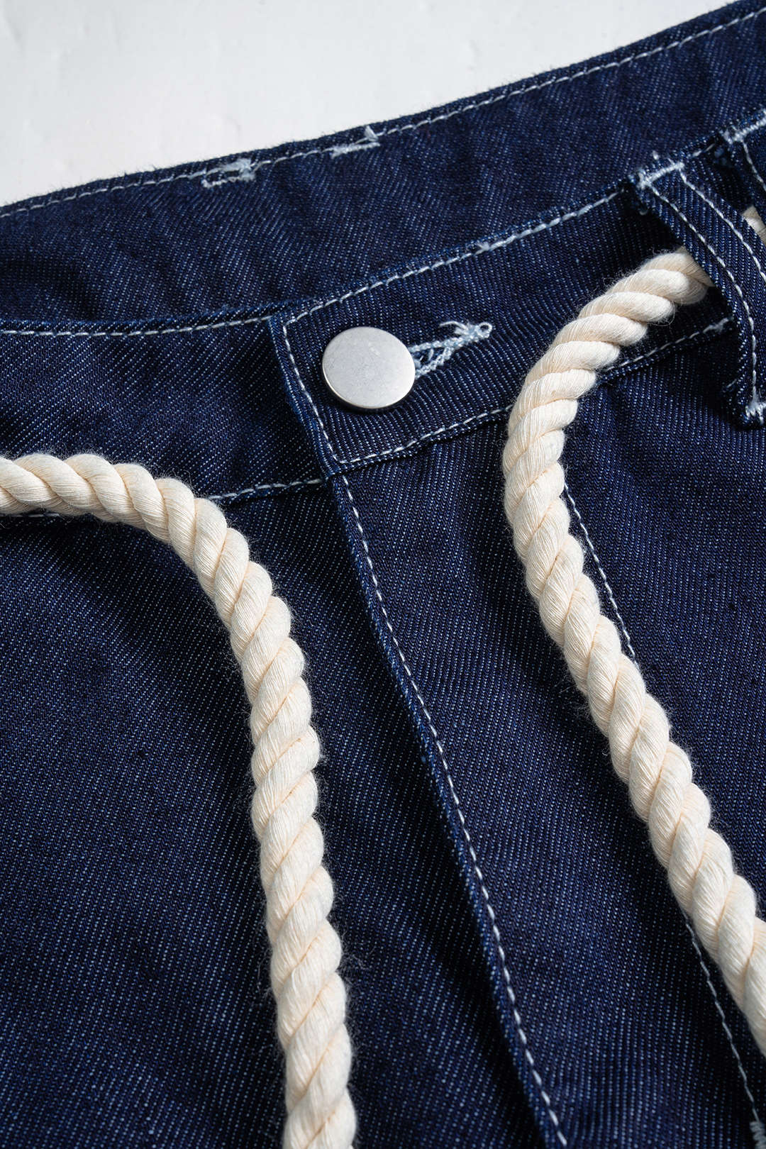 Jeans met ruches en rechte pijp