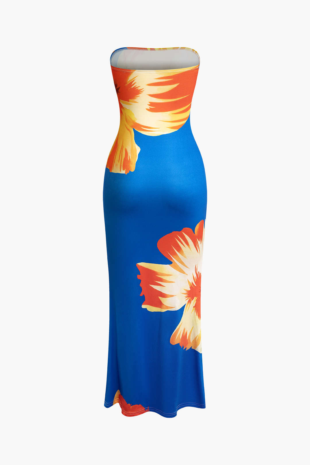 Bloemenprint maxijurk met strapless pasvorm