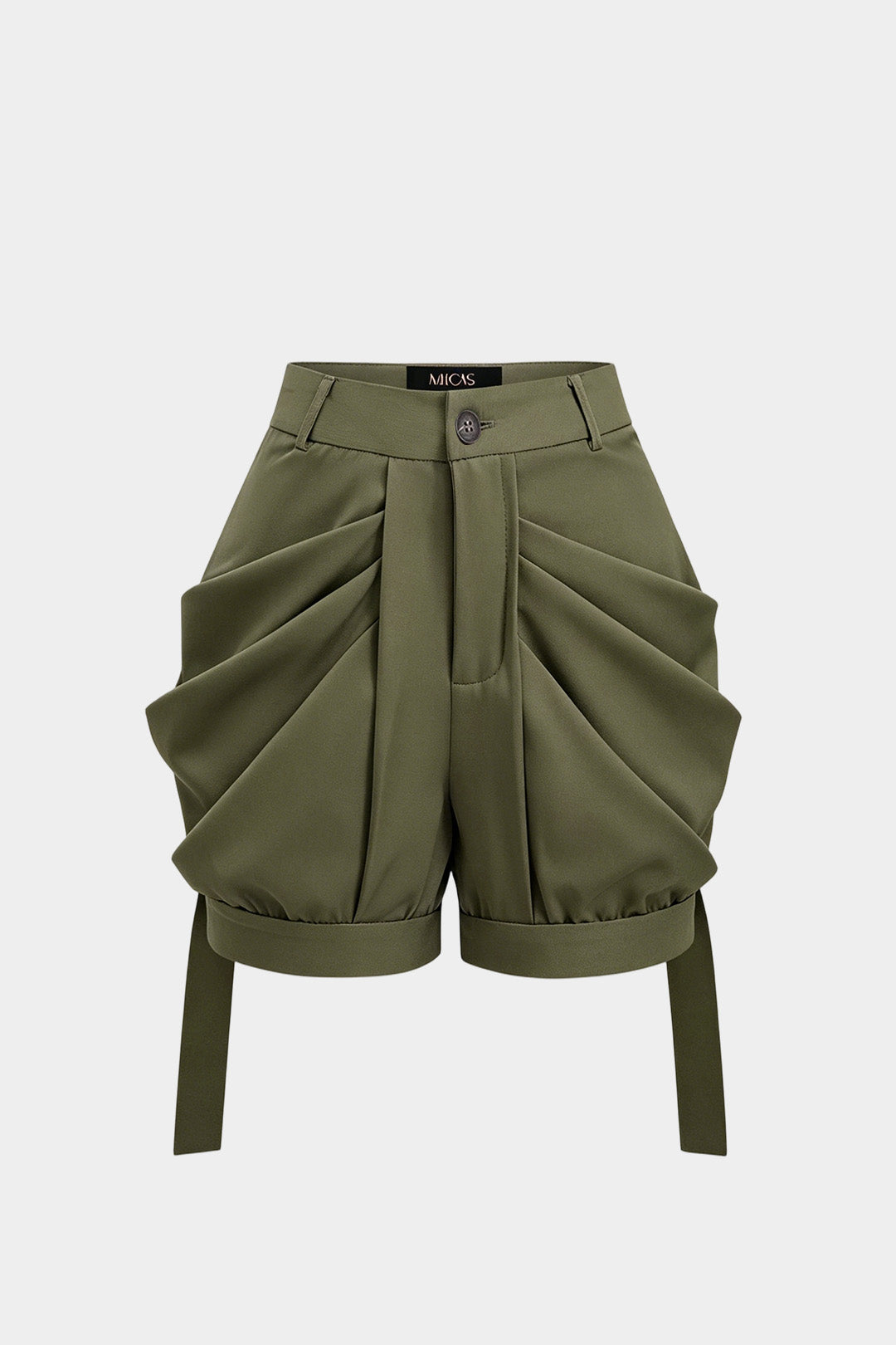 Short met ruches en knoopjes