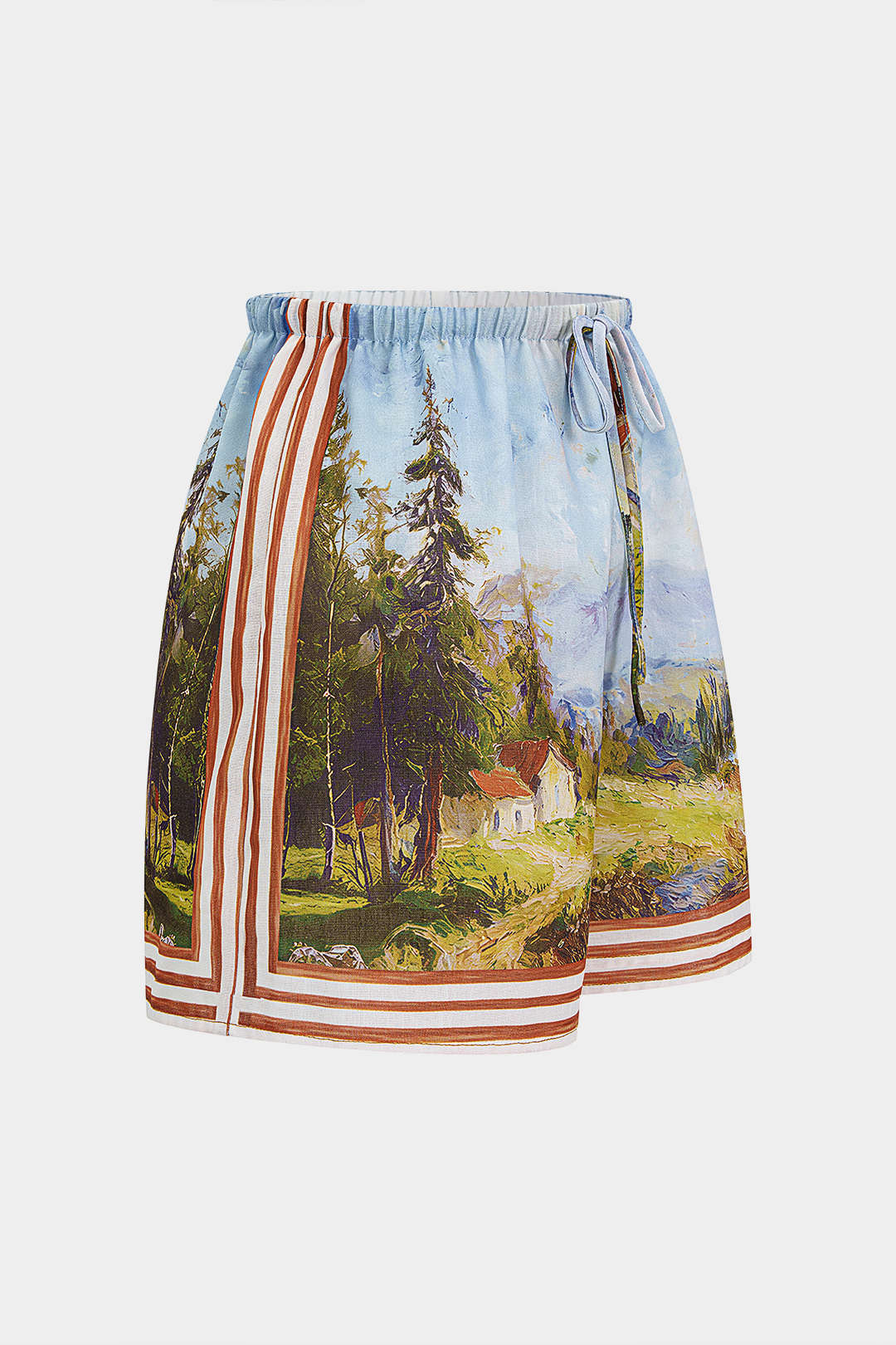 Short met smokwerk, strik en wijde pijpen