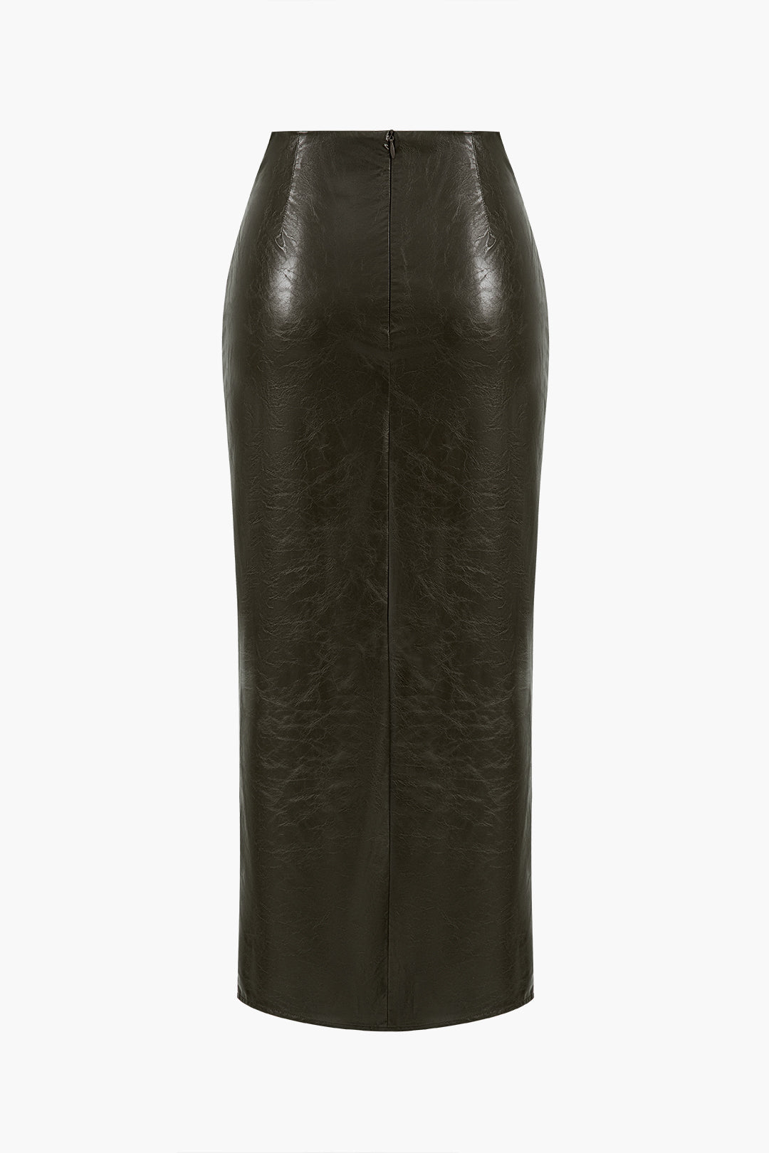 Leren-look rok met gedraaid detail en split