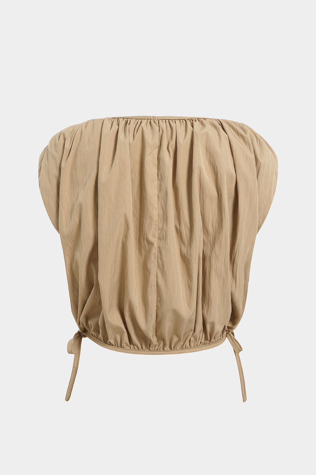 Tanktop met ronde hals, trekkoord en ruches