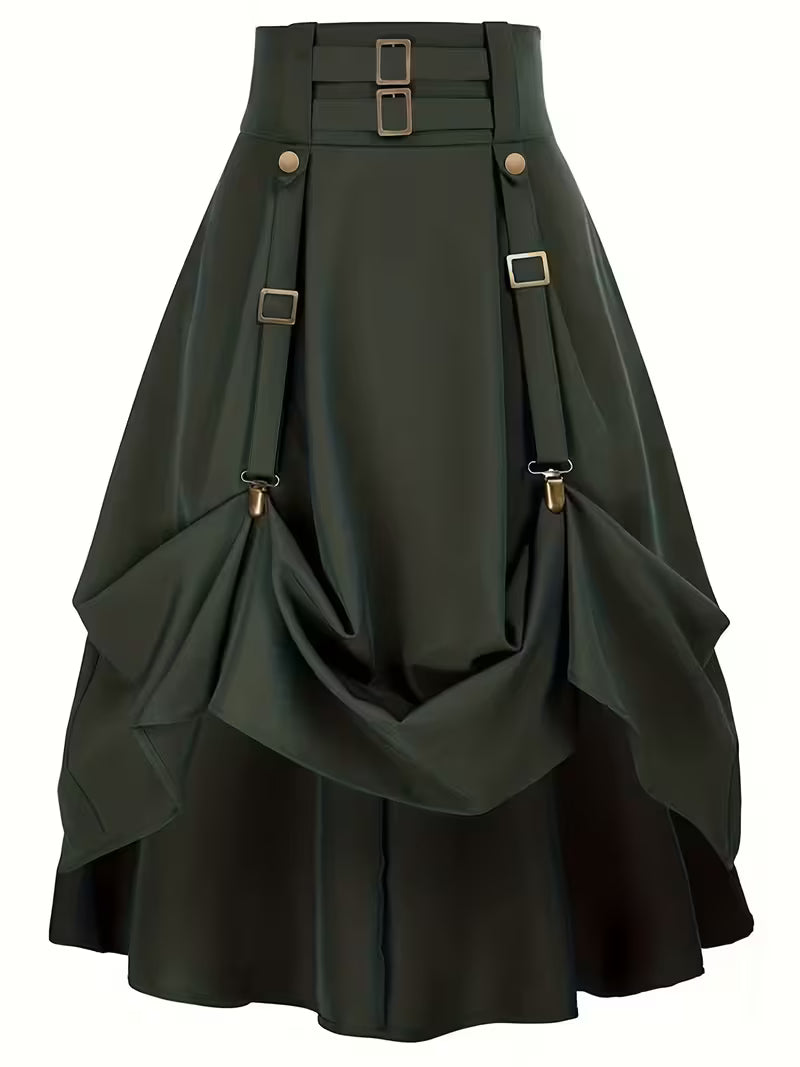 Midi Skirt with Ruched Waist