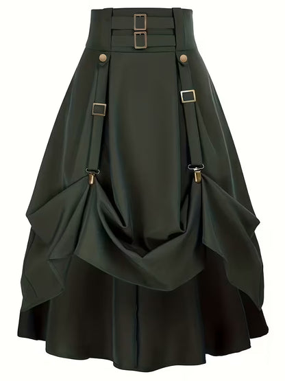 Midi Skirt with Ruched Waist