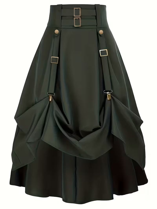 Midi Skirt with Ruched Waist