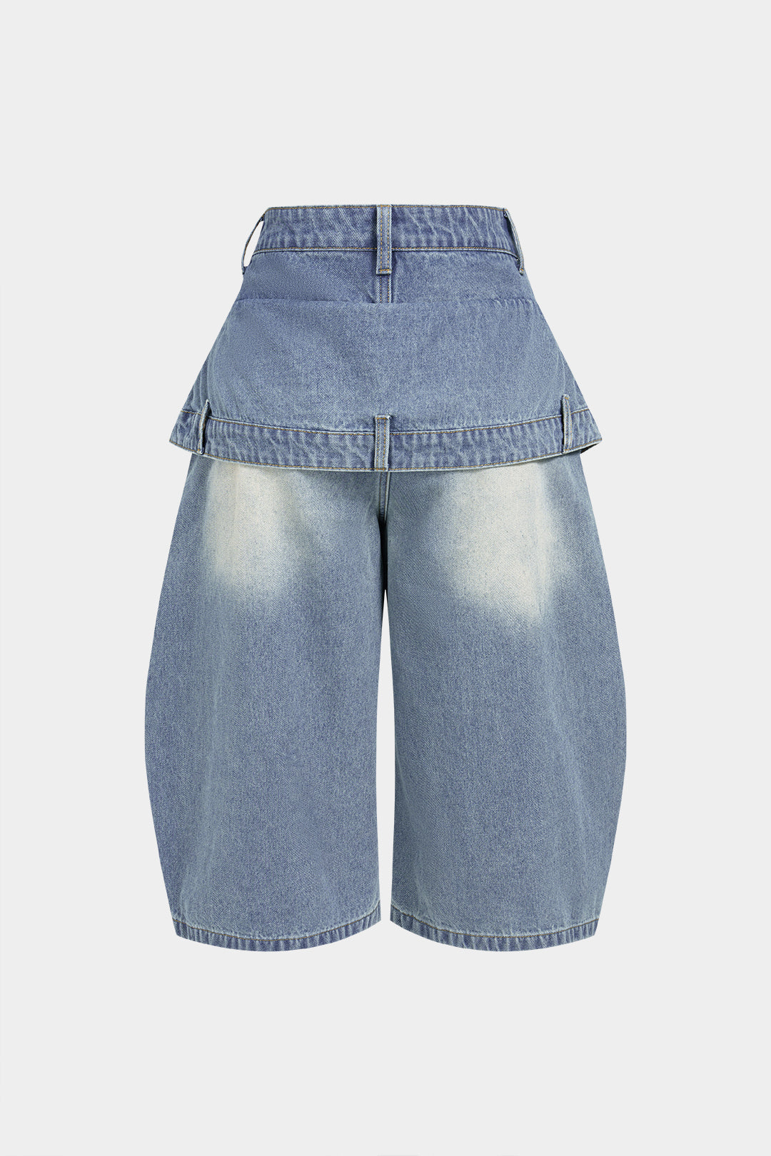 Denim short met hoge taille en rafelrand