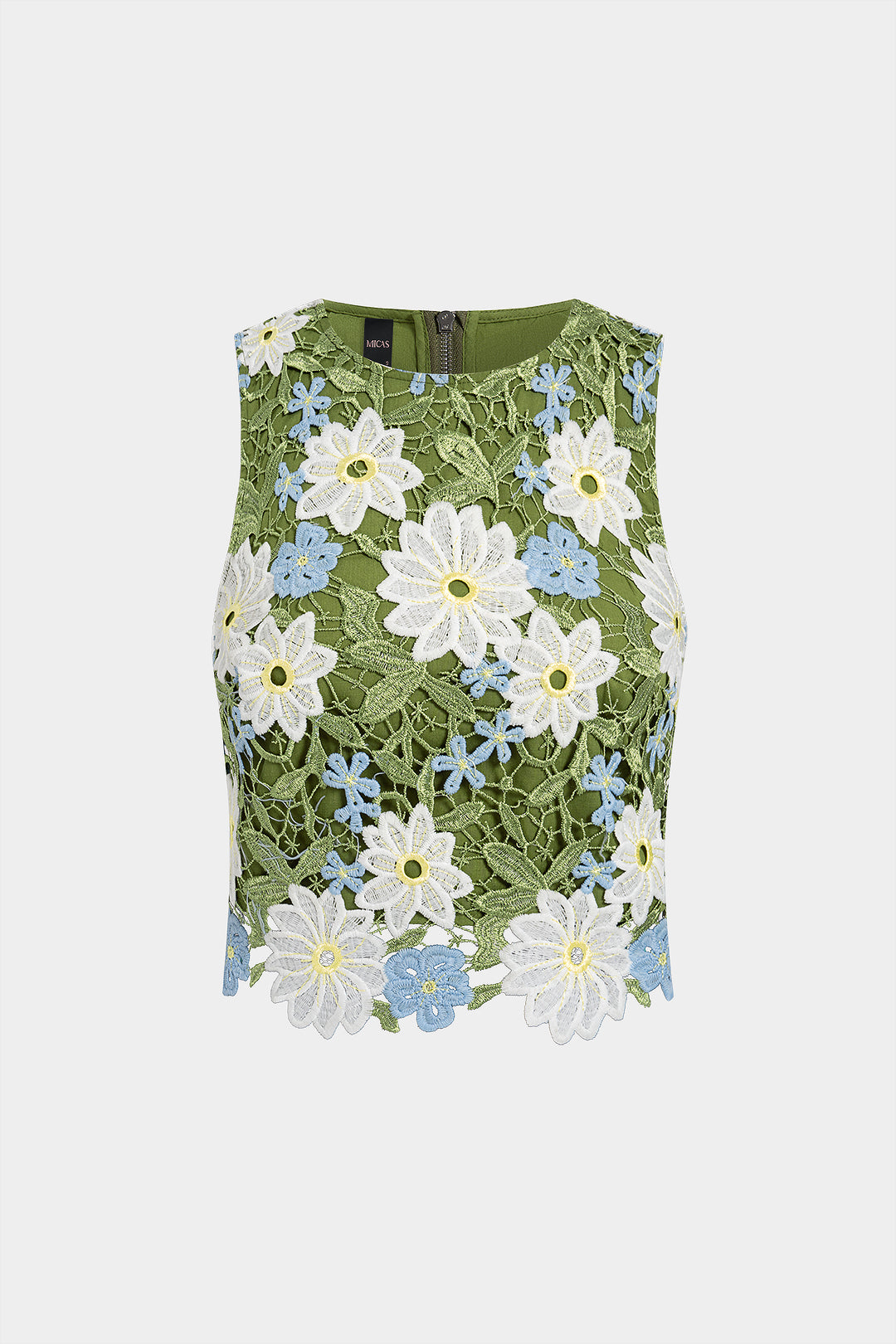 Bloemenprint tanktop met kant en ronde hals