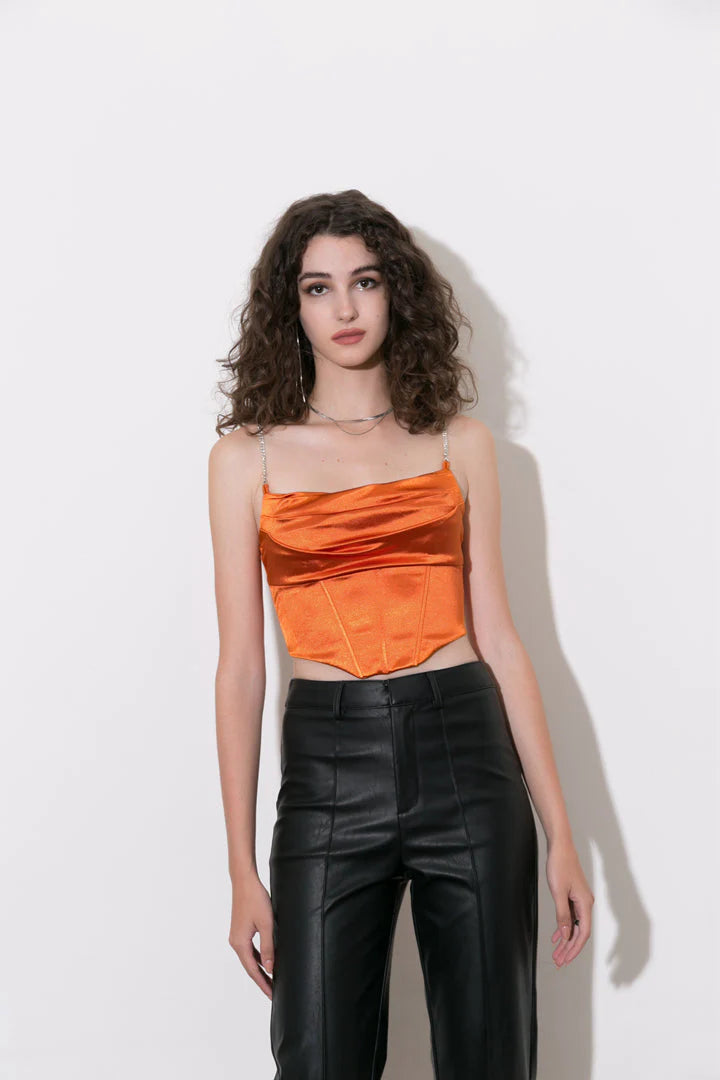 Satin draped corset top