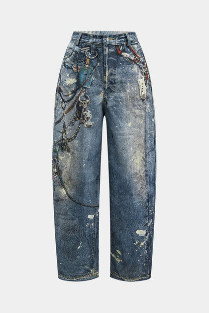 Trousers with color blocks and wide legs