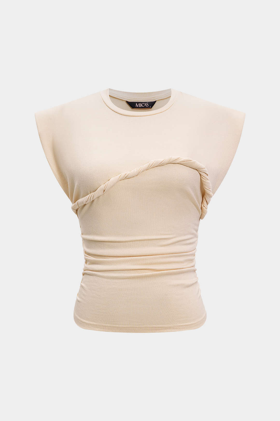 Effen T-shirt met gedraaid detail en ronde hals