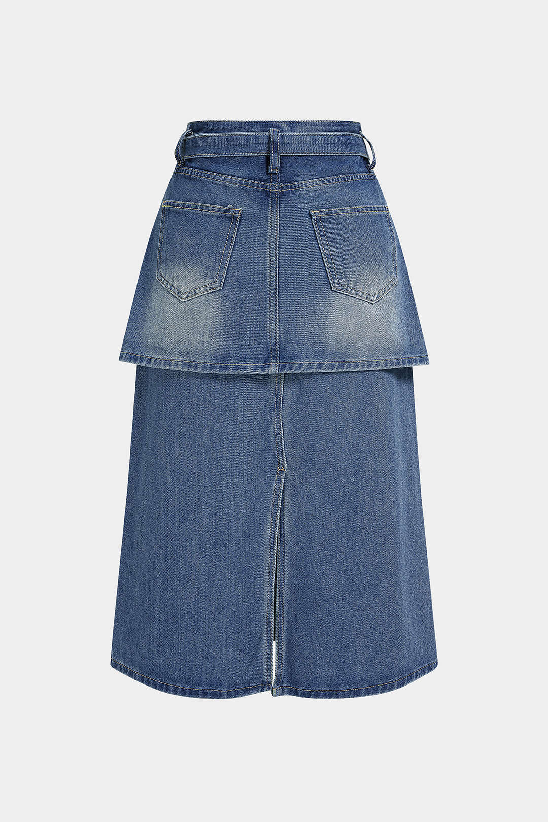 Denim rok met riem en rits