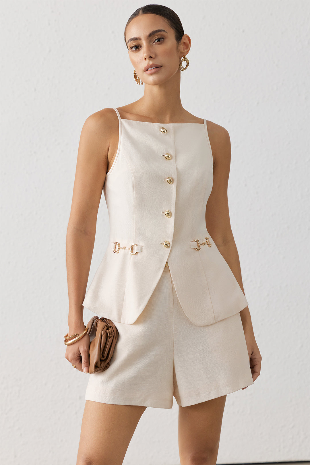 Sara - Linnen set met top en short