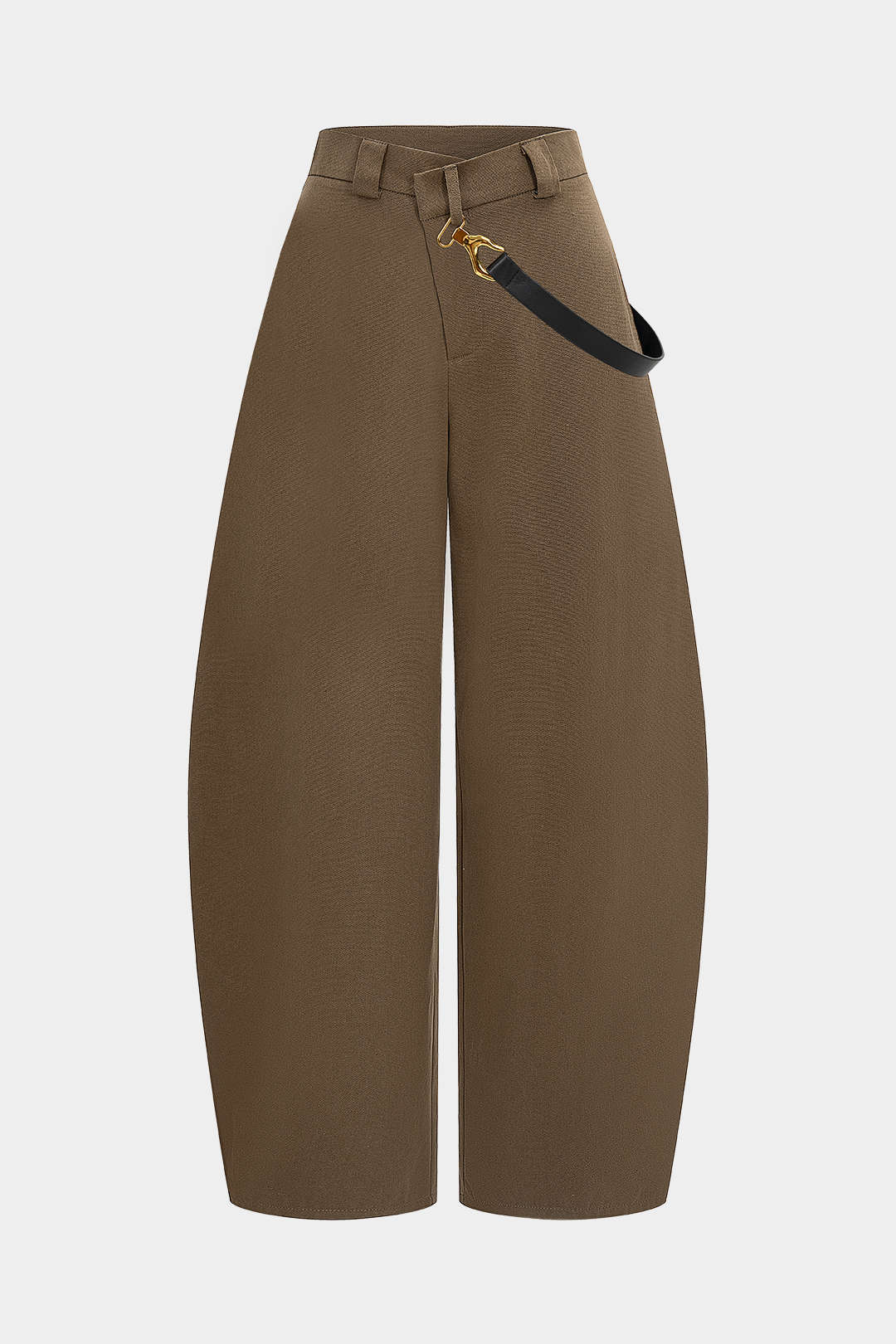 Asymmetrische metallic pantalon met ballonmodel