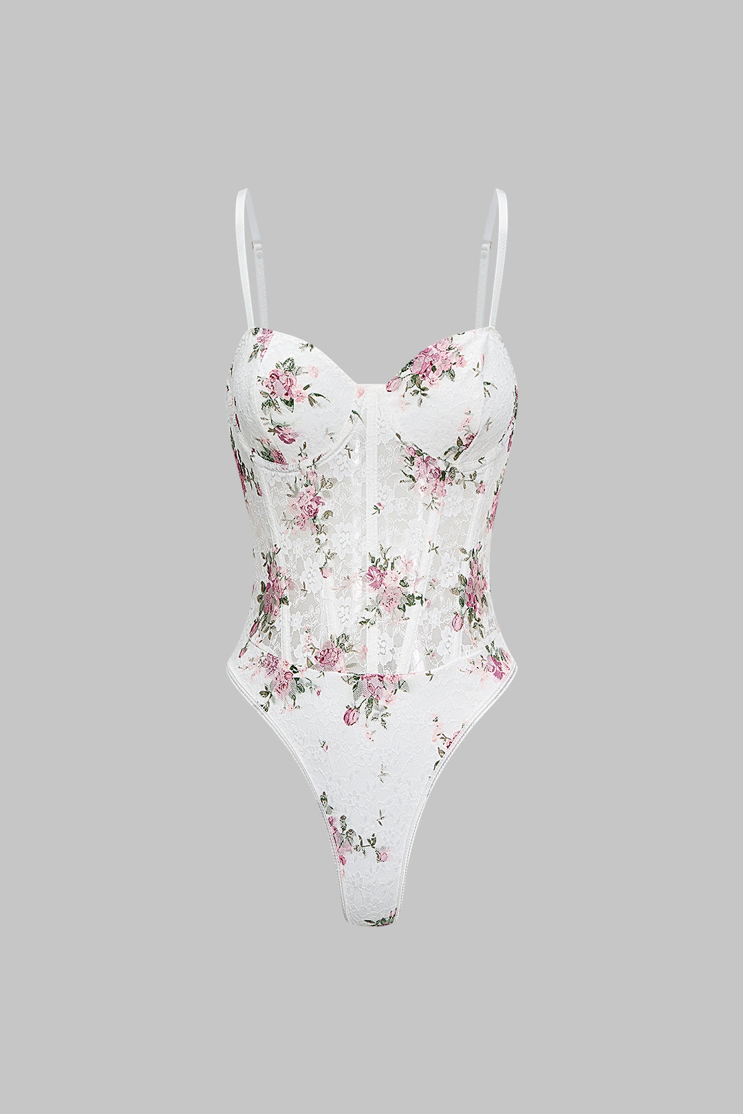 Bloemenprint transparante body met spaghettibandjes