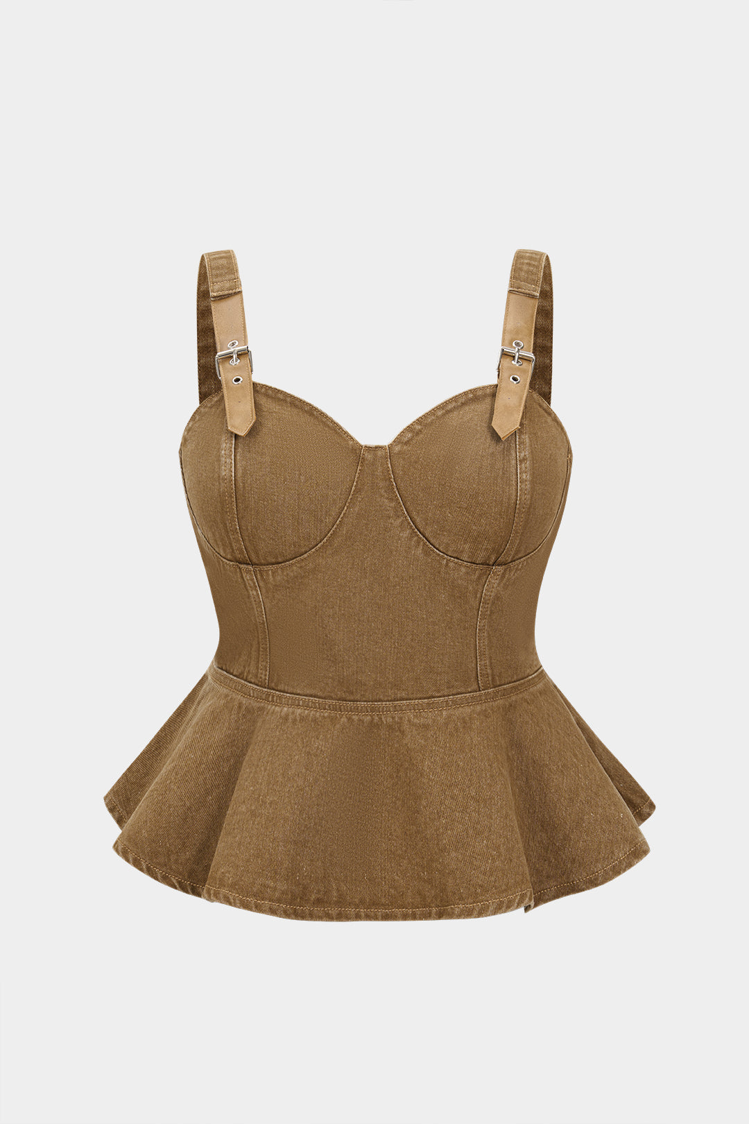 Denim patchwork croptop met rits