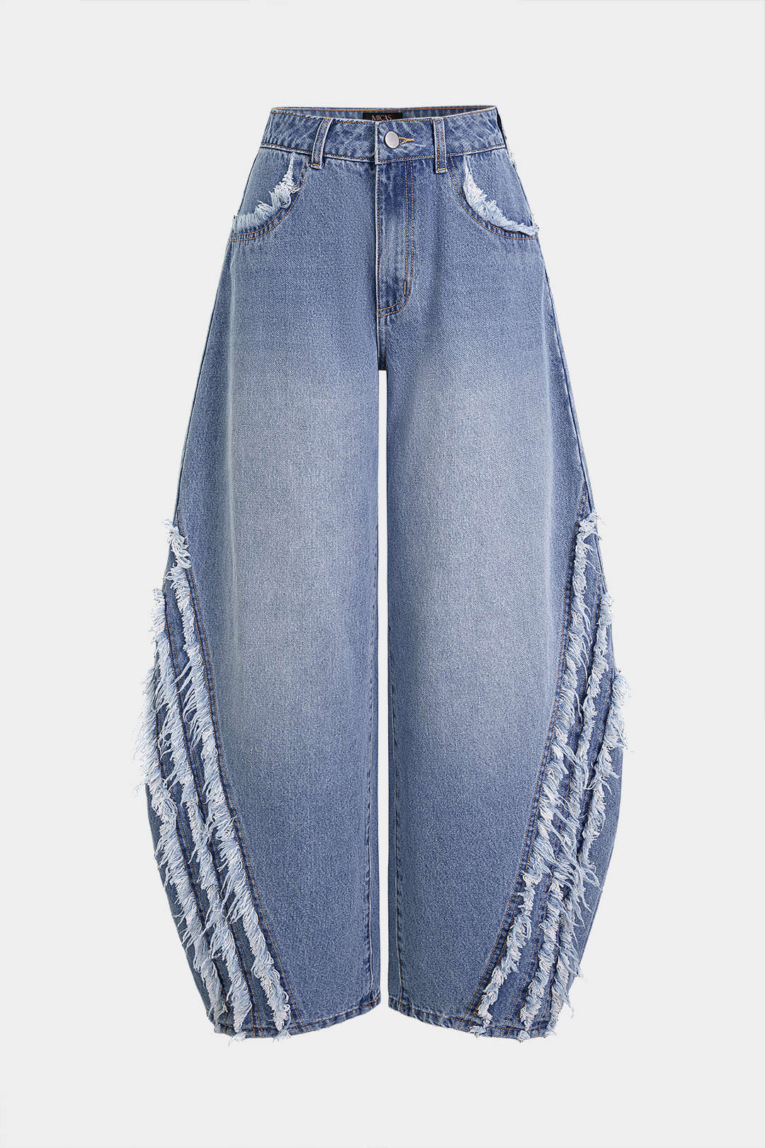 Jeans met rafelrand en wijde pijpen