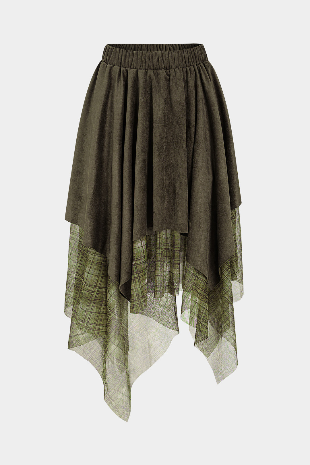 Geruite mesh rok met hoge taille