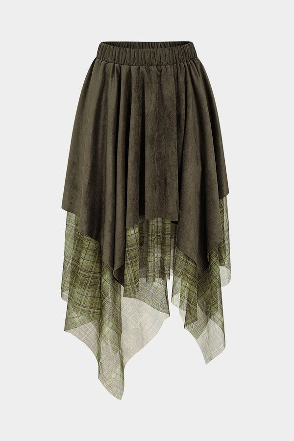 Geruite mesh rok met hoge taille