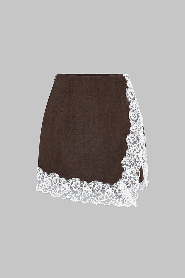 Carmen - Patchwork minirok met kant